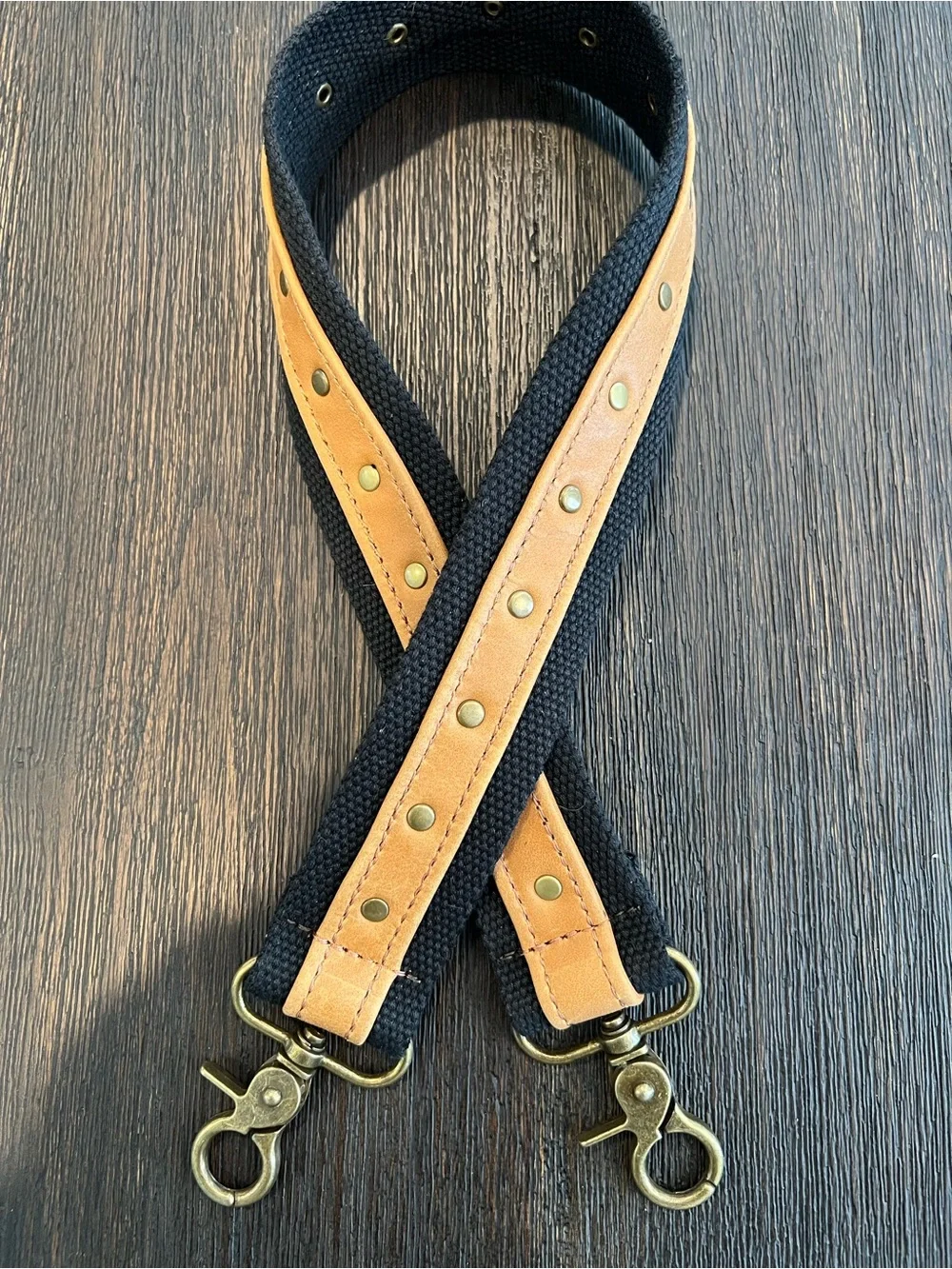 KG Leather and Canvas Studded Shoulder Strap